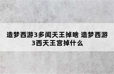 造梦西游3多闻天王掉啥 造梦西游3西天王宫掉什么